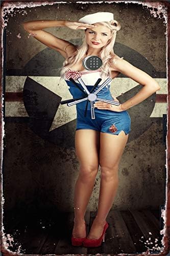 Vintage Metal Tin Sign Army Girl Pin Up Girl World War Sexy Lady for Home Bar Pub Kitchen Garage Restaurant Wall Deocr Plaque Signs 12x8inch
