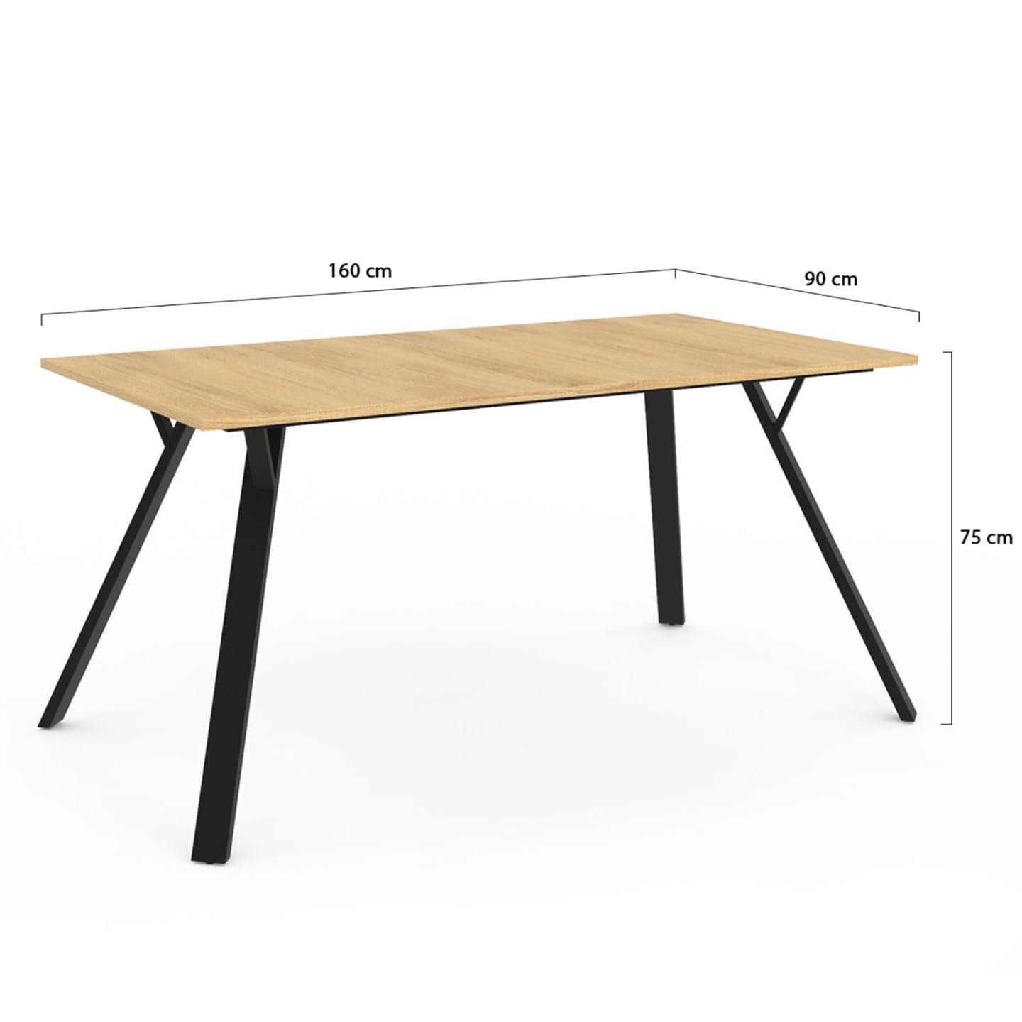 IDMarket - YSEULT mesa de comedor para 8 en madera y negro 160 cm diseño industrial