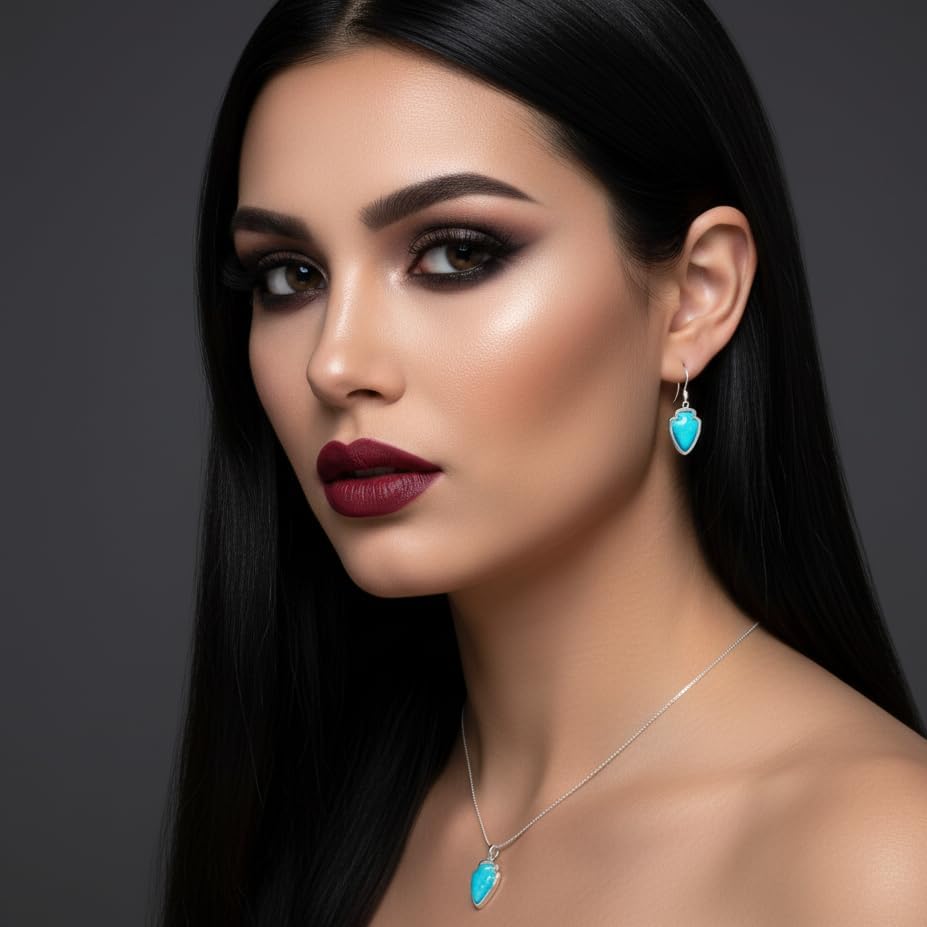 Turquoise Jewelry Arrowhead Necklace: Sterling Silver Jewelry - Native American Jewelry Gifts - Image 3