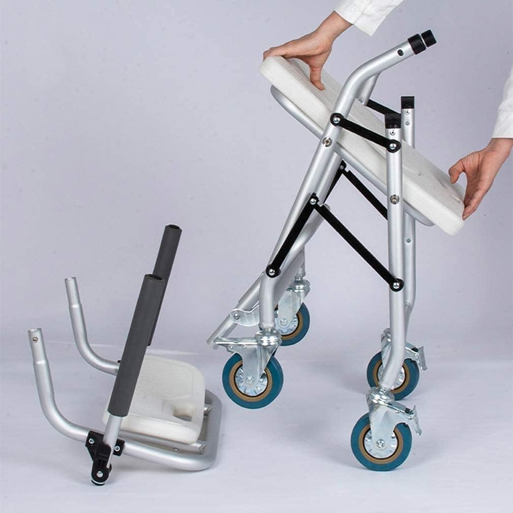 Stołek prysznicowy z kółkami, składany fotel kąpielowy dla seniorów i niepełnosprawnych, oparcie i podłokietniki, szerokość 41 cm, głębokość 42 cm, bezpieczna pomoc pod prysznic dla łatwej kąpieli