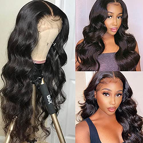 West Kiss 13x6 T Part Lace Front Wigs Human Hair 180% Density Body Wave Lace Front Human Hair Wig Pre Plucked With Natural Hairline Natural Color For Black Women 26 Inch