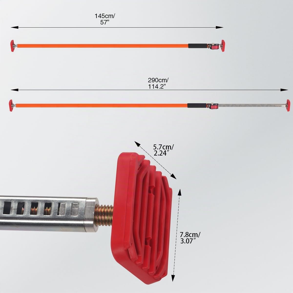 Lot de 2 poteaux de support réglables, capacité de 120 kg par paire, système de support de 3ème main, extensible jusqu'à 290 cm, tige de support en acier pour installation d'armoire, barres