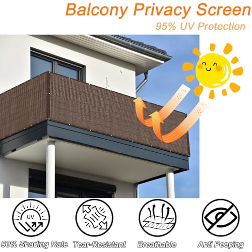 Brise vue balcon HDPE marron résistant vent et écran de balcon
