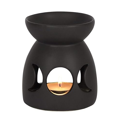 JJA Wax Melt Burner, Black Triple Moon Cut Out Oil