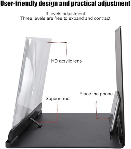 Miniatura 6 de Lupa de pantalla para teléfono inteligente, amplificador plegable de teléfono móvil de efecto 3D de 14 pulgadas, aumento de 3 a 5 veces, sin