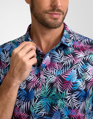 Image of Obla Mens Golf Polo Shirts Short Sleeve Dry Fit Performance Moisture Wicking Casual Print Collared Golf Shirts for Men
