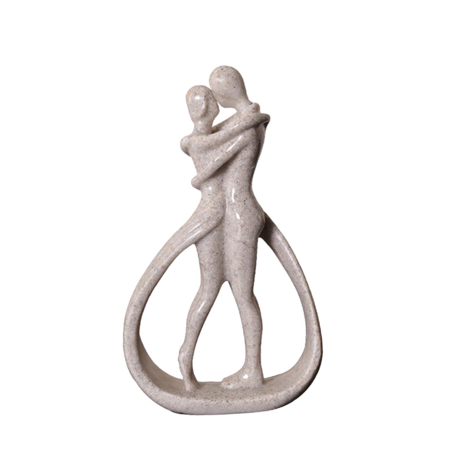 TWISAXC Couple Statue Sculpture Resin Hugging Couple Figurine Nordic Ornament For Home Table Bookshelf Smooth Romantic Lovers Embrace Statue Ornaments Resin, Sandstone Color
