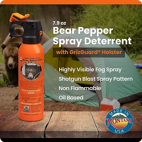 UDAP-Pepper-Power-Bear-Spray-Self-Defense-Deterrent-with-Griz-Guard-Holster-for-Camping-Hiking-Fishing-Powerful-Blast-Pattern-30-ft-Fog-Barrier-Safety-Orange-SOG-79-oz