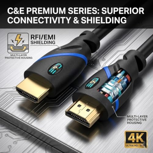 Image of C&E CNE525013 HDMI Cable with Ethernet (Pack of 10, Black)