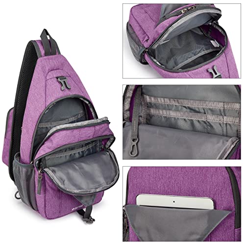 Image of G4Free Sling Bag for Men Women, RFID Blocking Crossbody Bag, Daily, Travel | Durable Polyester Fabric, 10L, Perfect for work, shopping, weekend outings, Hiking, Reversible Shoulder Strap (Light Purple)