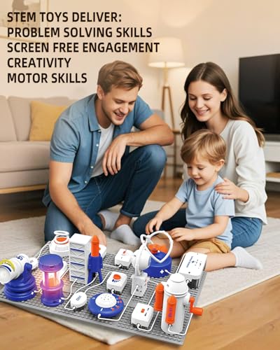 Image of Science STEM Kits for Kids, Electronics Exploration Kit, 66 Pcs DIY Circuit Parts, Over 1200 Projects, STEM Educational Toy Gifts for Kids Boys Girls Ages 3 4 5 6 7 8 9 10 11 12, Color Project Manual