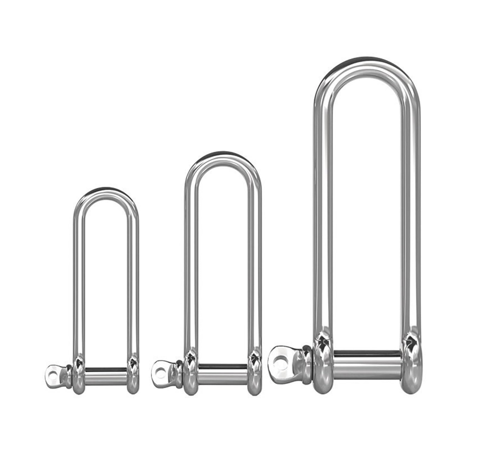 Abrazadera de carga con grillete en D largo de acero inoxidable 304 for cadenas, cables de acero, cuerdas de paracaídas for elevación, cuerdas de supervivencia for acampar al aire libre (5 unidades)(M