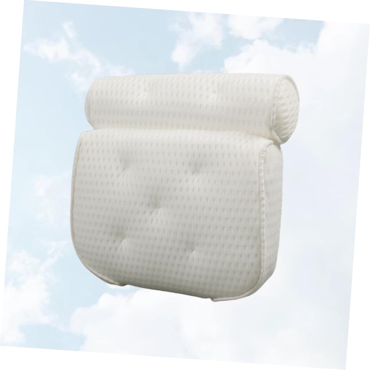 Beaupretty Oreiller Repose-tête et Nuque en Polyester Blanc Ventouses pour Bain à Domicile, Forme Confortable pour Relaxation et Soutien