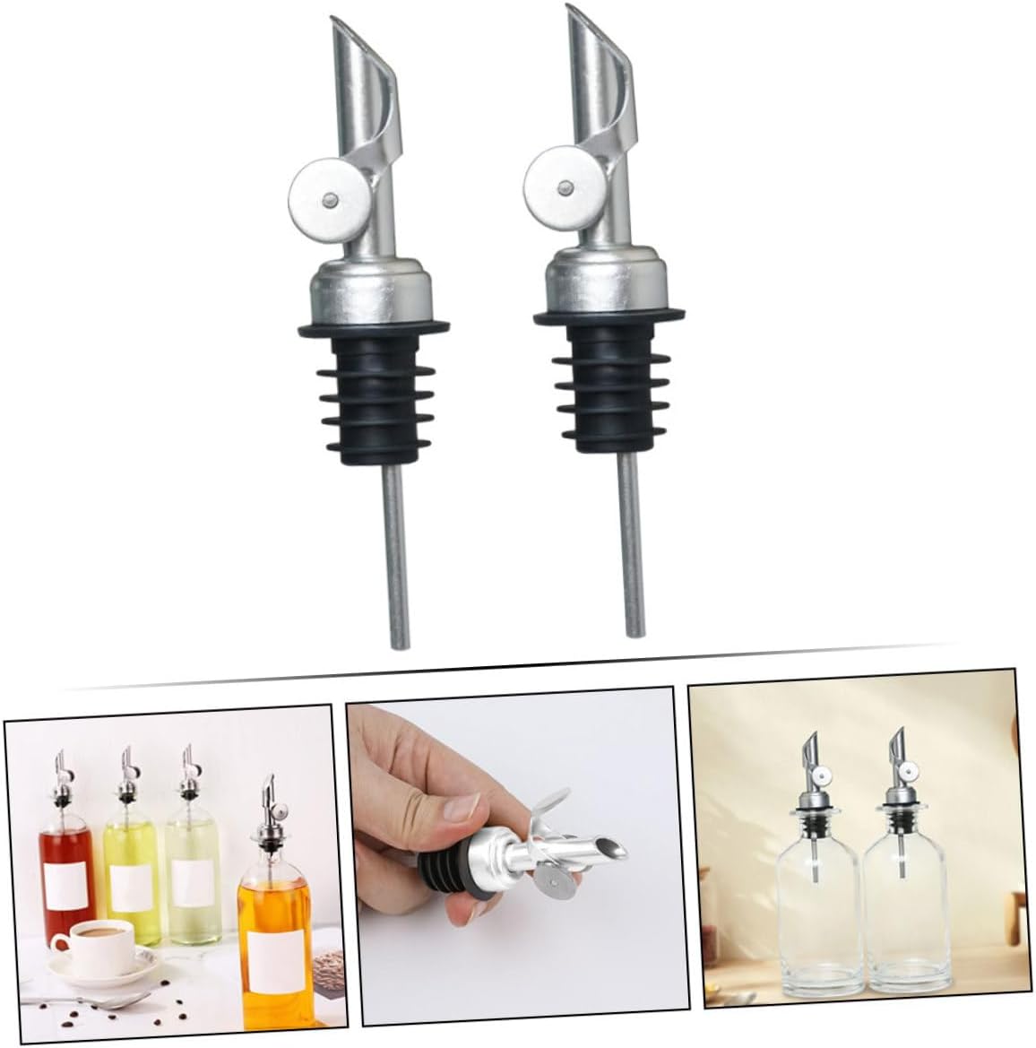 6pcs Practical Oil Dispenser Oil Spout Stainless Steel Wine Cork Pourer Versatile Bar Wine Spout