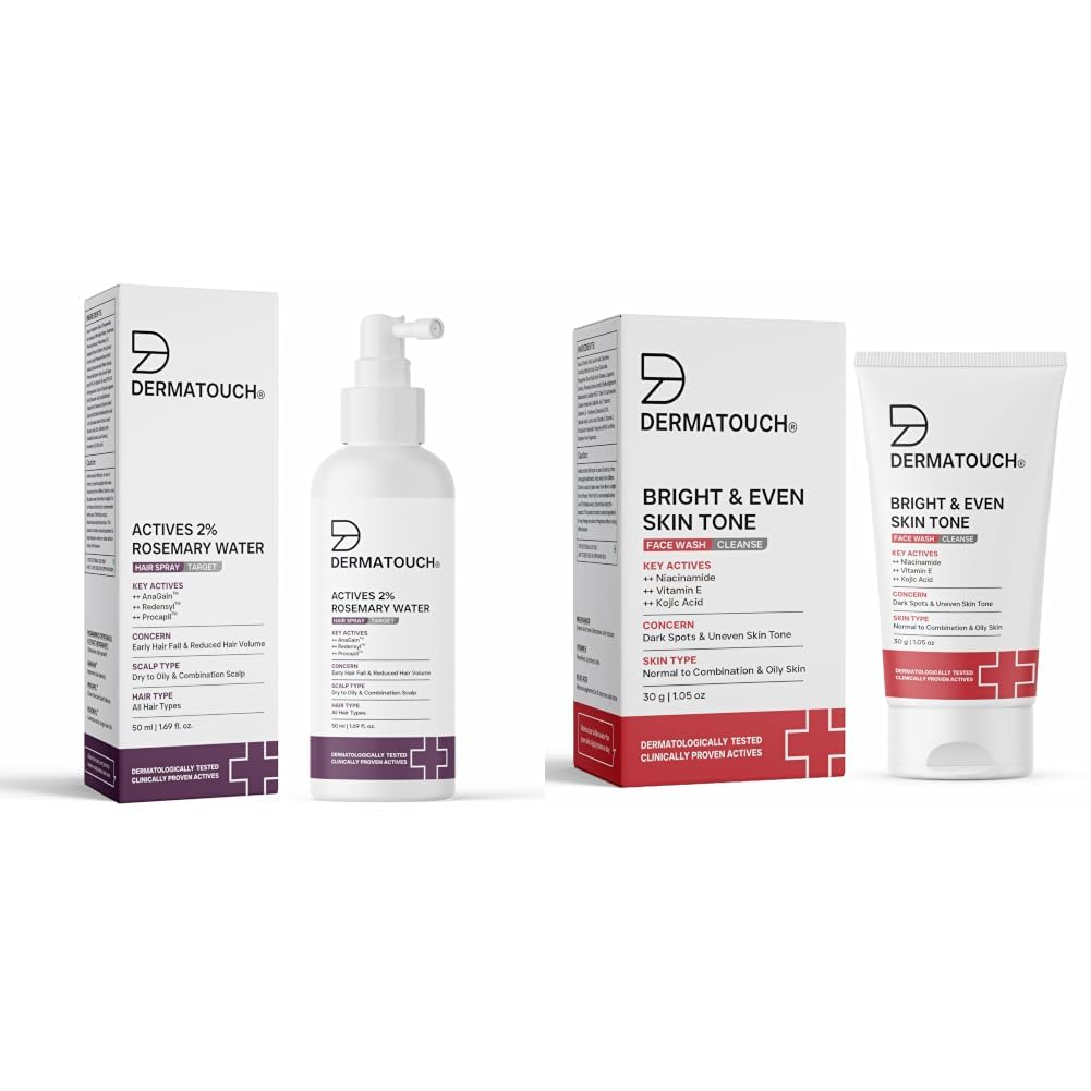 DERMATOUCH Rosemary hair Spary For Hair Growth 50ml & Bright & Even Tone Face Wash with Niacinamide, Vitamin E and Kojic Acid 30g-image-5