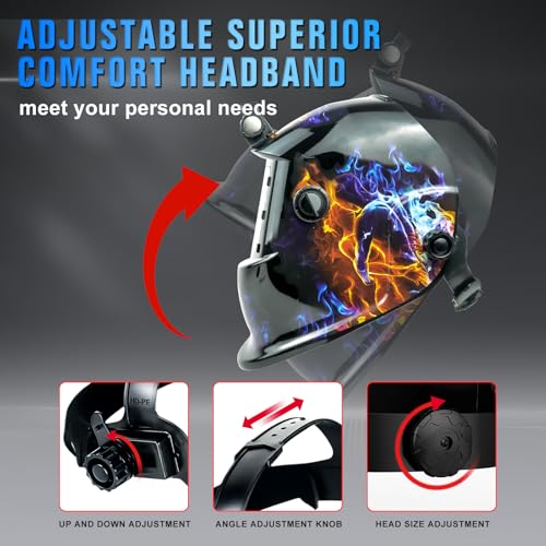 Image of TRQWH Welding Helmet with Light True Color Auto Darkening Welding Helmets for Men Solar Powered Welding Hood with 2 Arc Sensor Wide Shade 4 /9-13 for TIG MIG ARC Cool Welder Mask