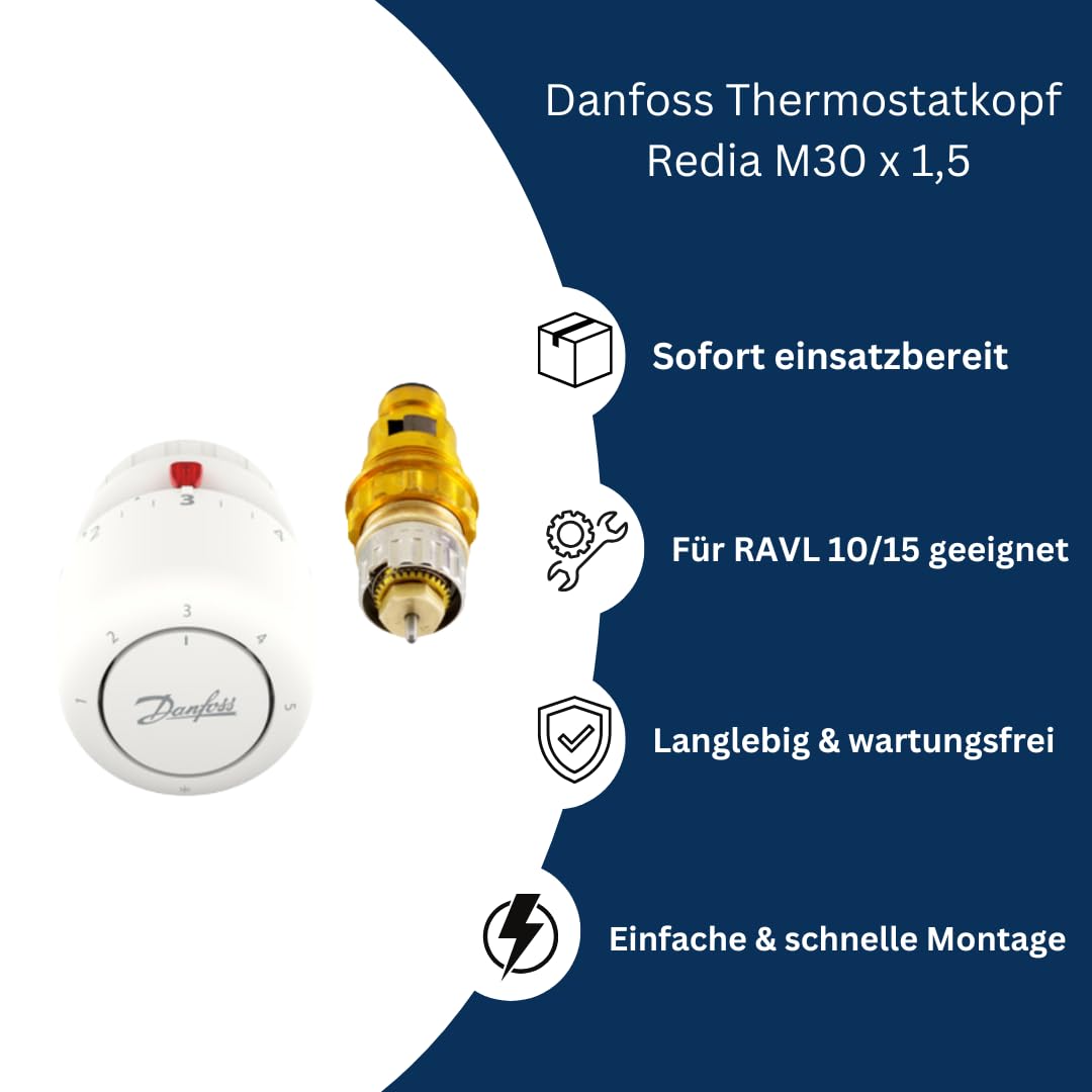 Ventileinsatzset – Ventileinsatz & „Aero“ Thermostatkopf mit Entlüftungsschlüssel 5 mm, passend für gängige Heizkörperventile – schneller Austausch, präzise Regelung, einfache Montage