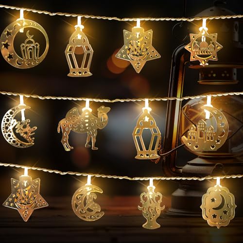 Hying Ramadan String Lights Moon Star Lantern...