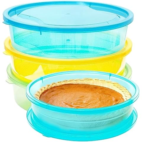 Youngever 3 Pack Pie Containers, Multi-Color Plastic Food Storage Containers, Fresh Pie Keeper, 11 inch Diameter Cover