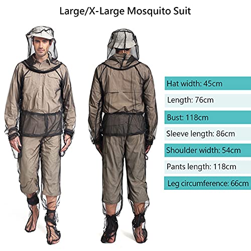 Geyoga Traje con Red Anti Mosquitos Incluye Chaqueta con Capucha, Cubierta Facial, Pantalones, Protecciones para Piernas, Guantes y Bolsa de Almacenamiento miniatura 2
