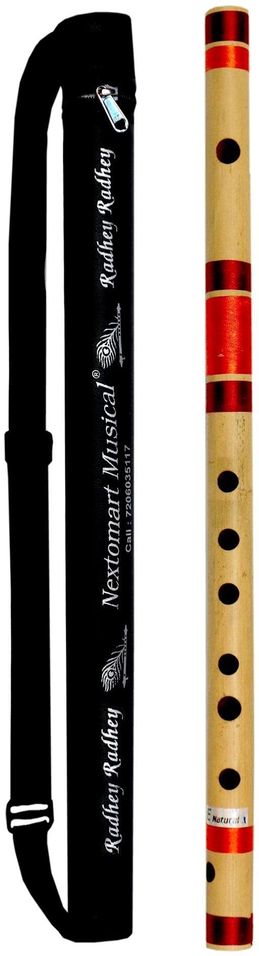 Musical Combo flety DD Base (61 cm) i E naturalne (38 cm) bambusowy flet Bansuri z torbą do przenoszenia bez fletu
