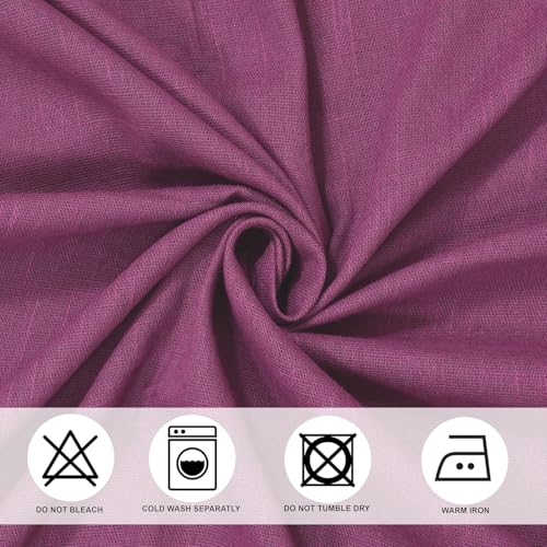Image of THE LINEN COMPANY Window Curtains Cotton Sheer Curtains with Pom Pom Lace Rod Pocket Transparent Net Curtains for Window Curtains Living Room Curtains Plum 6 Ft Pack of 2
