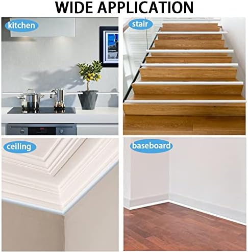 3M PVC Flexible Quadrant Round Molding Trim,Floor Tile Edging Trim self Adhesive,Laminate Floor Tile Beading,Gap Cover Filling Caulk Strip for Wall Cabinet Skirting Countertops Window Door Edge,White
