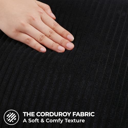 Mecatny Corduroy Decorative Throw Pillow Covers 12x20 Set of 2 for Sofa Living Room, Soft Neutral Boho Couch Pillow Covers for Home Decor, Black