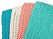 Handmade@ The Lotus Shop Coral and Aqua 4 inch x 7 inch Rectangular Cotton Dishcloths Set of 4 Lt. Coral Turquoise Ecru Aqua