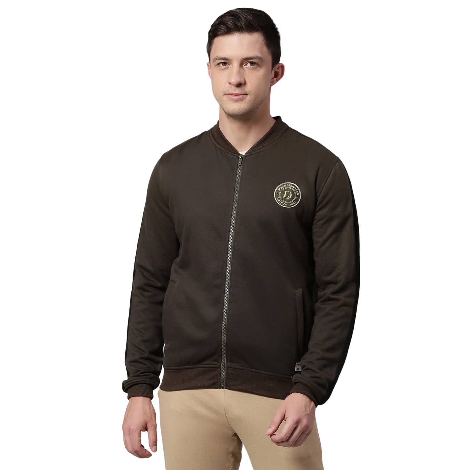 Dennis Lingo Men's Poly Cotton Sweatshirt - Front Open Zipper, High Neck, Regular Fit, Casual Winter Wear for Men