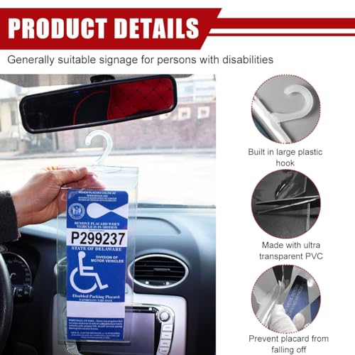 image for Yourkar 2 PCS Handicap Placard Holder, Ultra Transparent Disabled Park