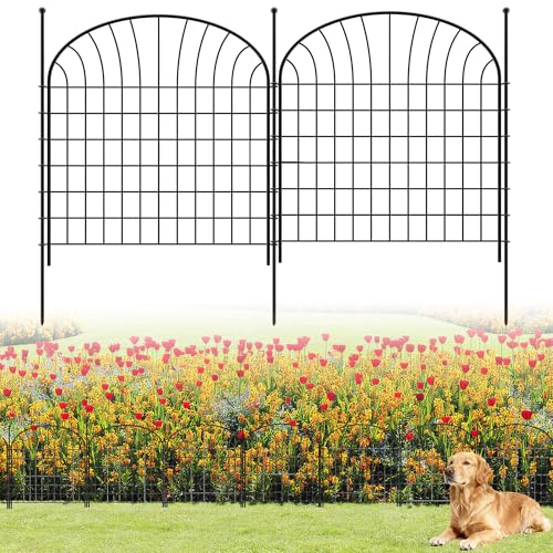Recinzione Giardino in Metallo Palizzata da Giardino, 81 cm (H) x 71 cm (W), Confezione da 10 (10 Pannelli, Lunghezza 7 m), Barriera per Animali Domestici, Staccionata Esterne