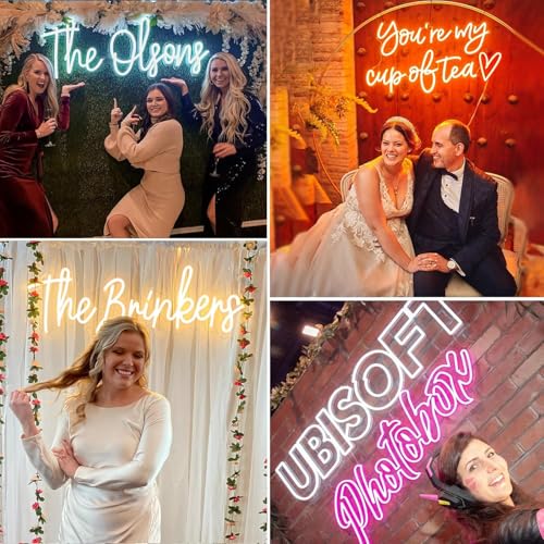 Image of SIGNCLUBS Custom LED Neon Signs with Dimmer, Waterproof Personalized Name Logo Text Light Up Sign, 10 inch-45 inch Customizable Acrylic Wall Decor Light for Indoor Outdoor Wedding Birthday Bar Bedroom Party Gifts
