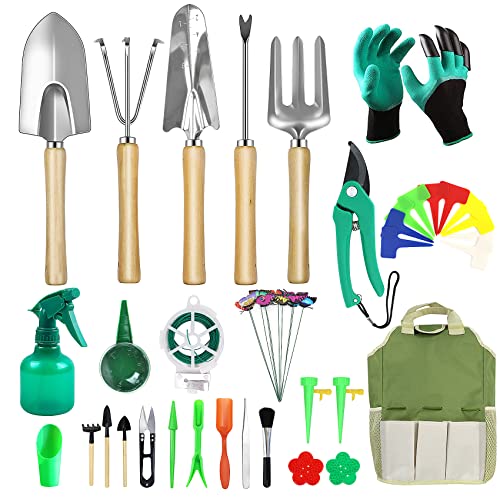 Kit d'outils de jardin, outils de jardin en acier inoxydable avec sac de transport, kit cadeau de jardin pour hommes ou femmes, outils de jardin pour l'entretien du jardin Cover