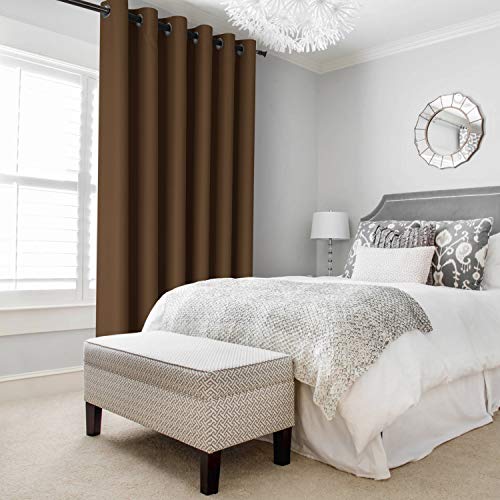 Image of DWCN Total Privacy Room Divider Blackout Curtain - Thermal Curtains for Patio Door, Living Room, Bedroom Partition and Shared Office Space, 1 Grommet Curtain Panel, 8.3ft Wide x 7ft Tall, Brown
