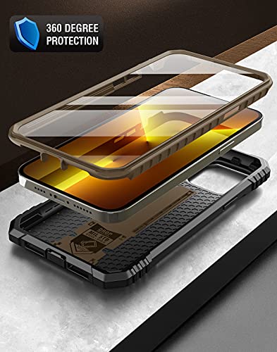 Coque iPhone 13 Pro Max intégrale robuste à double couche avec béquille marron - 3