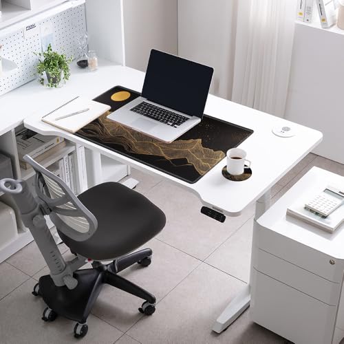 Image of Large Mouse Pad Gaming Desk Pad Black and Gold Mountain Mousepad XXL Desk Mat 31.5''X15.75'' Extended Mouse Mat of Girl Desktop Work Computer
