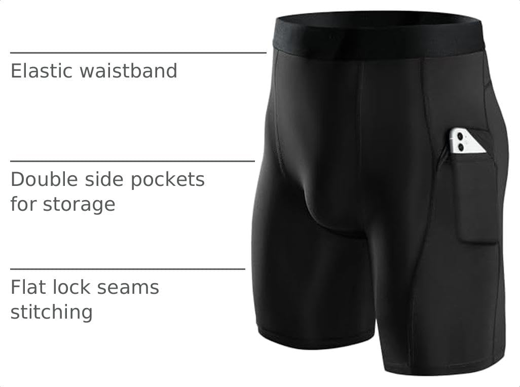 Niksa 1/2/4/5 Pack Compression Shorts Men, Spandex Running Shorts Athletic Workout Sport Performance Baselayer Underwear