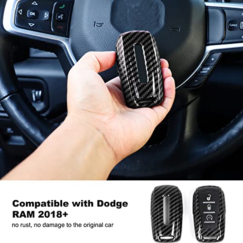 Image of Key Fob Case Cover Key Bag Holder Protection Shell Accessories for Dodge RAM 2018-2026,Carbon Fiber Grain