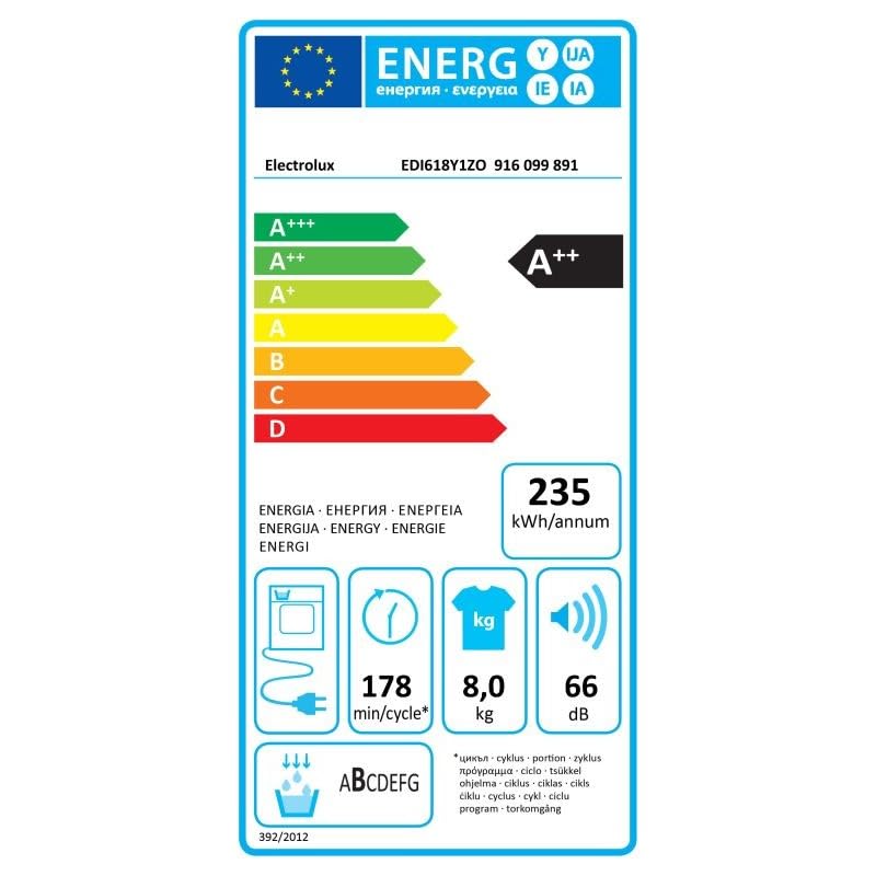 Secadora Bomba de Calor 8Kg Clase A++ Electrolux EDI618Y1ZO GentleCare 600 916099891 Blanco