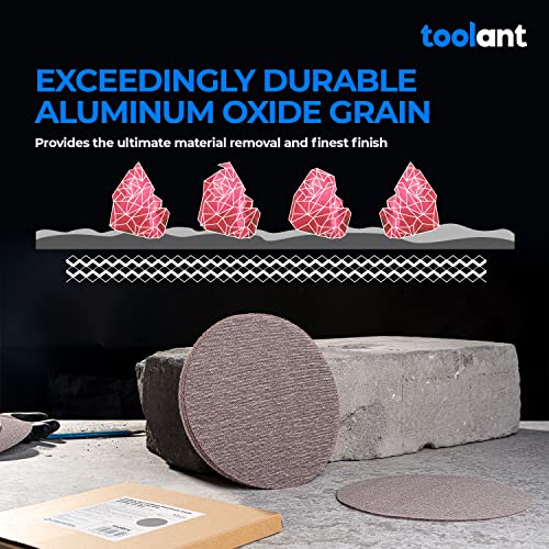 Image of toolant Mesh Abrasive 9 inch Drywall Sander Sandpaper (120 grit - 10pcs), Dust-Free Hook and Loop Drywall Sanding Disc