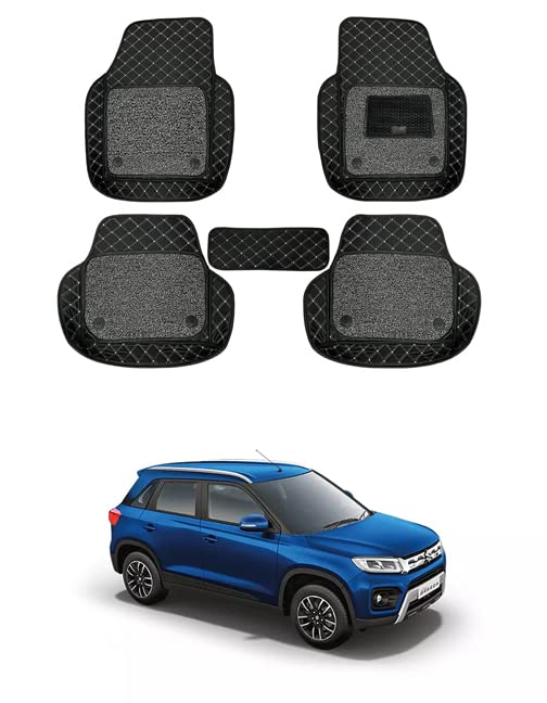 RKPSP Waterproof & Luxury 7D Black Leatherite Universal Bucket Car Mat