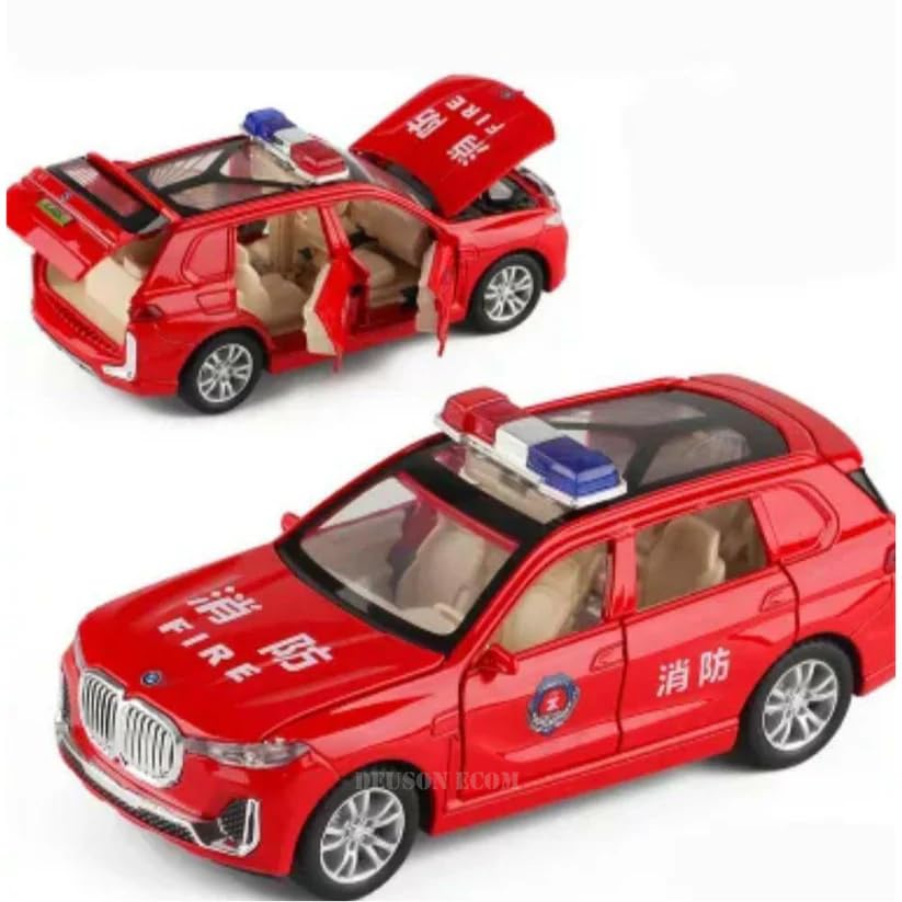 Image of DEOXY BMW M5 Police 1:32 Scale Model Car Exclusive Alloy Metal Pull Back Die-cast Car Diecast Metal Pullback Toy car with Openable Doors & Light Music Best Gifts Toys Kids (White)