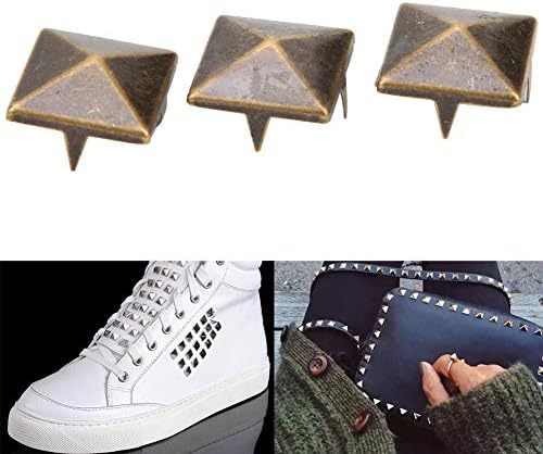 100Pcs 100mm-15mm Four Jaw Rivets Spikes Studs Metal Punk Spikes Spots Square Pyramid Studs for Punk Craft Leather Clothing Shoes Decoration (15mm-Silver)