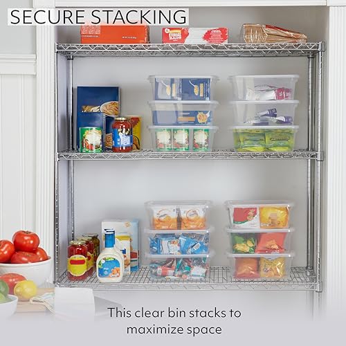 Image of Rubbermaid Cleverstore 6 Qt Clear Storage Bins with Lids, 12-Pack, Stackable, BPA-Free, Made in USA
