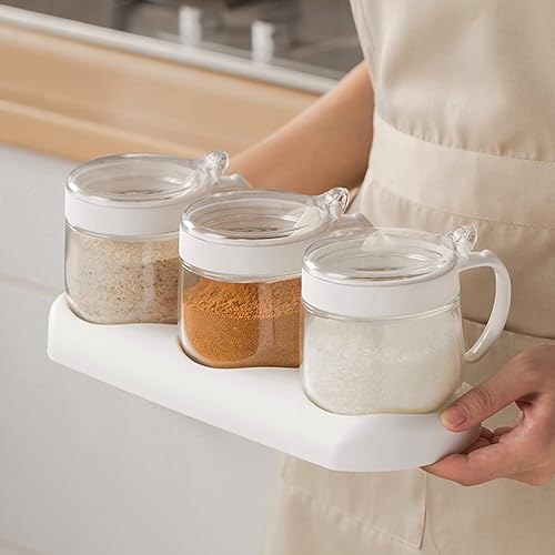 Miniatura 4 de Tarros de especias de condimentos de vidrio, contenedor de especias de 12 onzas  11.8 fl oz con tapas y cucharas y bandeja, recipientes de vidrio