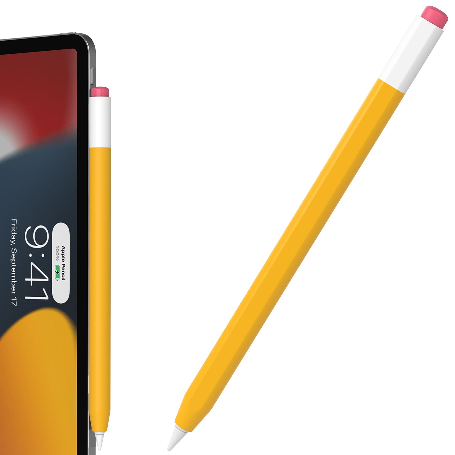 Klasyczne silikonowe etui kompatybilne z Apple Pencil Pro i Apple Pencil 2. generacji, pokrowiec ochronny obsługuje ładowanie magnetyczne i podwójne dotknięcie (żółty)