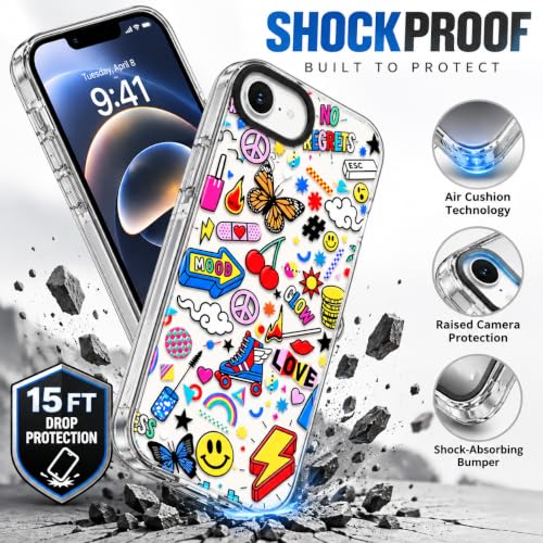 Image of SQUIF for iPhone 16e Back Case Cover Silicone Transparent Soft Design Art Printed | Camera Bump Protection (Multicolor)