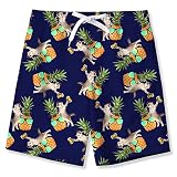 ALISISTER Big Boys Swim Trunks Size 14 Teen Kids Pineapple Cat Beach Board Shorts Novelty Swimwear F