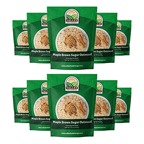 Image of Valley Food Storage Maple Brown Sugar Oatmeal | 10-Bag Bucket, 100 Servings | Premium Emergency Food Supply, 25 Year Shelf Life | Survival Breakfast Food for Prepper Storage & Camping